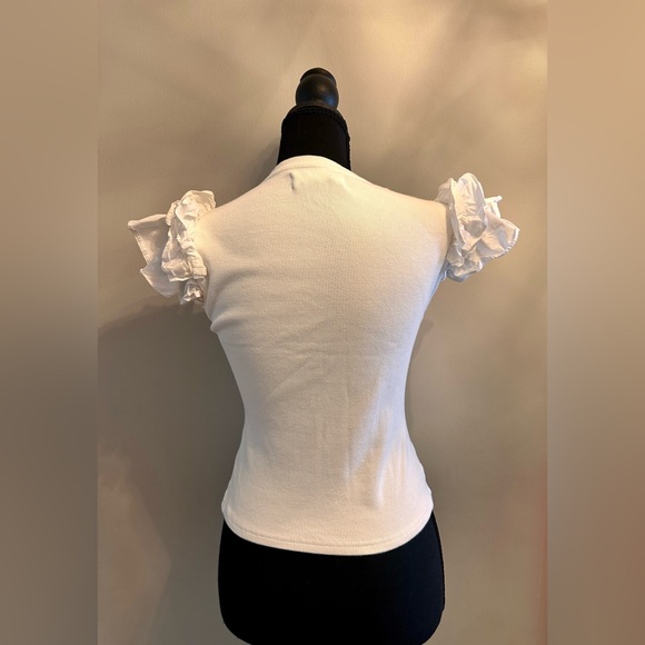 White Ruffle Sleeve Top - Picture 2 of 4